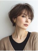 白髪ぼかし脱白髪染め似合わせショートボブ40代50代60代