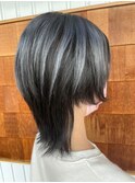 シルバー×ブラック　ツートンウルフスタイル