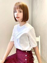 ペールベージュ/外ハネボブ/大人かわいい/セクションカラー[銀座