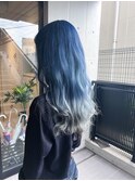 グラデーションカラー ブルー ホワイトシルバー