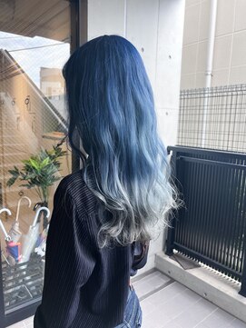 アソビ 表参道(ASOBI) グラデーションカラー ブルー ホワイトシルバー