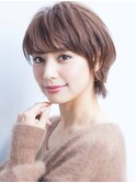 大人可愛い小顔美髪ツヤ感前下がりショートボブ丸みショートA3
