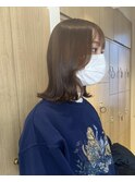 ブリーチなしブラウンベージュカラー♪顔まわりカット