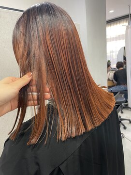 ヌーヴェル(nouvelle) 切りっぱなしミディアム×オレンジカラー