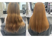 ブリーチダメージ　アイロンのダメージで、広がりパサつきが出ているお客様のbefore afterです