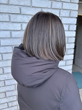 オーガニックエコ 川越(organic+eco) 30代40代大人かっこいいグレージュハイライト×ボブ