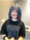 【REINA】アイスブルー×レイヤーカット