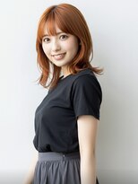 ファクトリーファイブ(Factory5)&nbsp;小顔外ハネミディアムオレンジ20代30代40代くびれミディ韓国ヘア