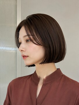 モト 船橋(moto) 韓国ミディアムロブ顔周りカット外ハネ艶髪モカグレージュ船橋
