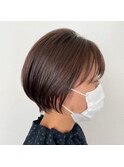 大人可愛い20代30代40代小顔ワンサイドショートボブ丸み前下がり