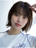 大人可愛い前髪あり耳掛け外ハネボブ20代30代40代