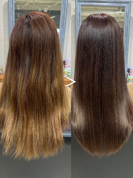 フォルテロゼ 横浜(FORTE rose) 【美髪】アプリコットオレンジ/縮毛矯正/横浜/くびれヘア