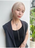 似合わせハイトーンブロンドショート 輪郭補正カット t923