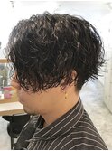 ツイストスパイラルパーマメンズパーマ波巻きパーマツーブロック