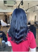 ネイビー/青髪/ケアブリーチ/ハイトーン/韓国ヘア/ブリーチ