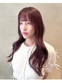前髪フェミニン愛されロング/ブリーチなしピンクラベンダー