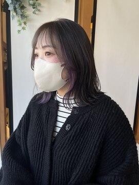 サラビューティーサイト 志免店(SARA Beauty Sight) 【琉希也style】ラベンダーグレー/インナーカラー/ウェーブ巻き