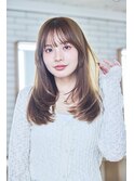 大人かわいい前髪セシルカットココアブラウンフリンジウェーブ