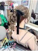 【ヘアセット】ボリューム編みおろし×ベルベットリボン /茅ヶ崎