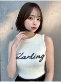 ショート 丸みボブ シースルーバング 透明感カラー 20代30代