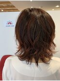 ウルフパーマ,レッドオレンジ,インナーカラー