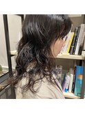 ニュアンスパーマ ロング 黒髪