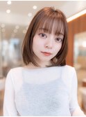 20代30代大人可愛い斜めバング/グレージュカラー小顔ボブ