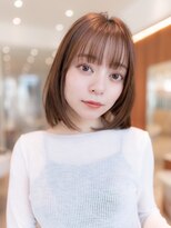 20代30代大人可愛い斜めバング/グレージュカラー小顔ボブ