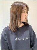 【FOLK】赤みなし透明感グレージュ☆似合わせ内巻きミディアム♪