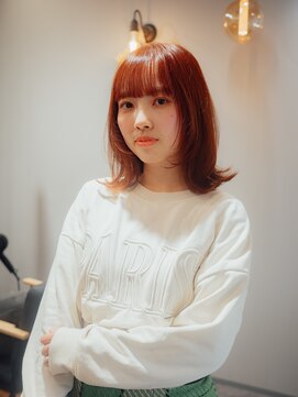 カラン(caran) オレンジピンク+顔まわりレイヤー【@hair_mazda】