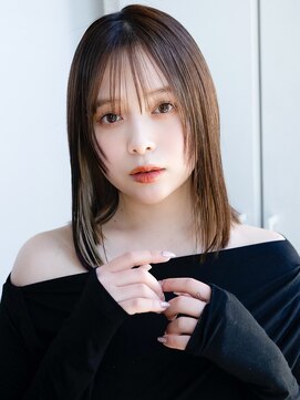 エインアンリー 表参道(AIN.ANLY.) ハッシュカットフェイスレイヤー鎖骨ミディアムボブ薄めバング