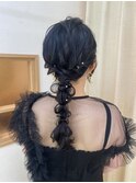 編み下ろし　玉ねぎヘア　ローポニー　参列ヘア　お呼ばれヘア