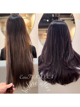 カラ フクオカ(Cara FUKUOKA) 【ココアラベンダー&レイヤーカット】《福岡透明感カラー》