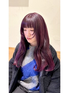 アフェクション 大曽根店 ミディアムレイヤーハッシュカットワインレッド