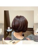 30代40代50代60代前下がりグラデーションボブ　大人可愛いピンク