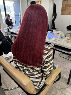 アジールヘア 所沢プロペ通り店(agir hair) ビビッドレッドメルティカラーフェミニンロング似合わせカット