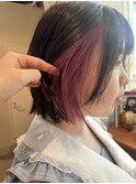 ブリーチ1回でできるピンクインナーカラーボブ