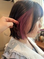 ブリーチ1回でできるピンクインナーカラーボブ