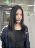 ブルーブラック/ハイレイヤーカット/顔周りカット 上野