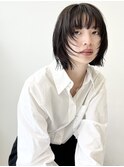 ハッシュカットグレージュデザインカラーツートンカラーボブ