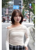 小顔ひし形 レイヤーカット 透明感カラー