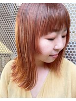 オレンジカラー/ぱつっと切りっぱなしロブ