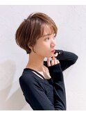 前髪あり耳掛け丸みくびれショートボブ20代30代40代50代(蘭)