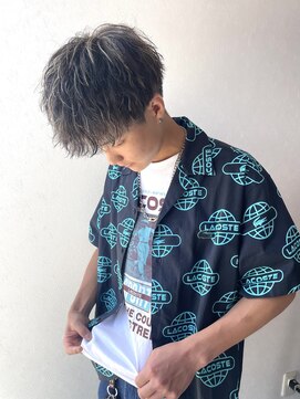 ラフ バイ マグ 南松本(R.A.F. by Mag) ツイストスパイラルパーマツーブロックメッシュハイライト