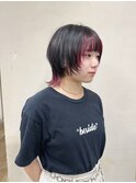 ショートウルフ レイヤー チェリーレッド フェイスフレーミング