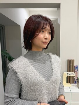 ブラウン(BROUN) 大人かわいい深めピンクボブ