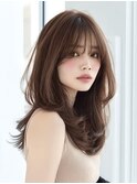 たっぷりロングレイヤーゆる巻き大人ブラウン