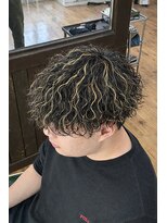 ダスティ穂高店 波巻きパーマ_メンズハイライト_メンズパーマ