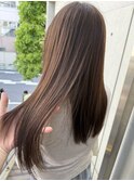 ★顔まわりレイヤーカットグレージュオリーブベージュブラウン