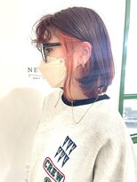 ネバーランド(NEVERLAND)&nbsp;インナーカラー☆ピンクベージュ☆くるくるパーマ☆